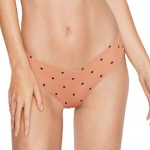 Victoria's Secret XL No-Show Thong Seamless Panty Peach Pink Black Polka Dot VS
